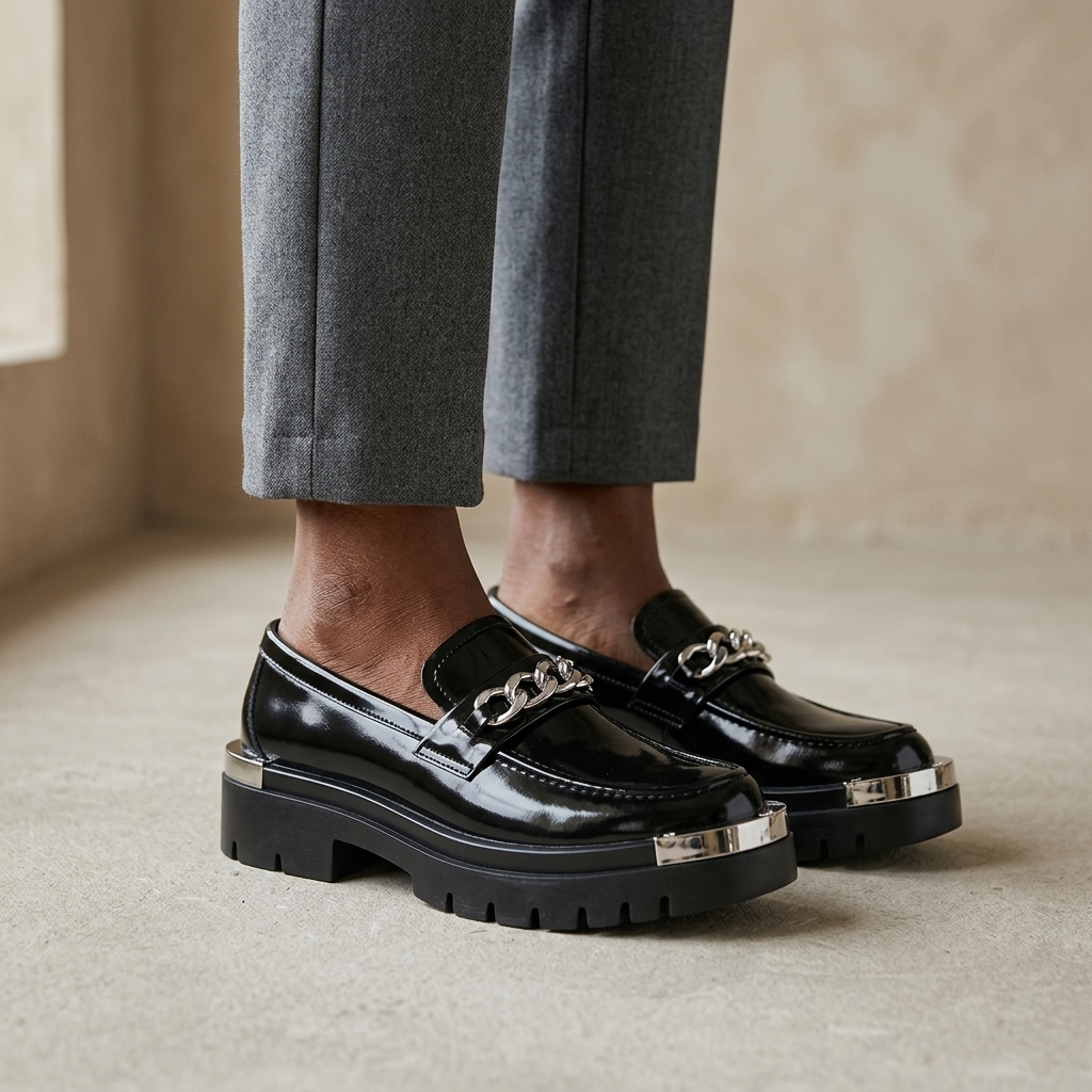 Kingsley Chain-Trim Platform Loafer