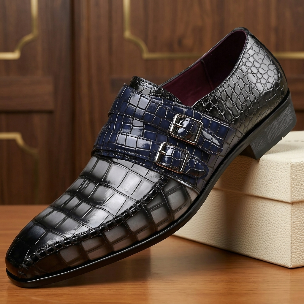 Valmoretti Double-Monk Croc Loafers