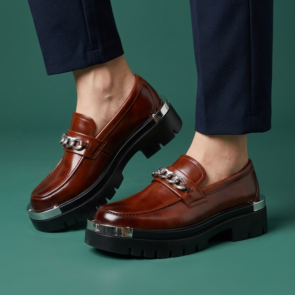 Kingsley Chain-Trim Platform Loafer
