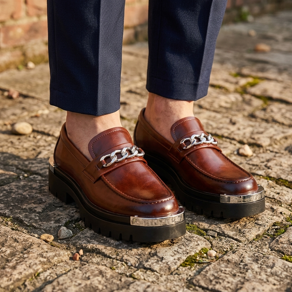 Kingsley Chain-Trim Platform Loafer