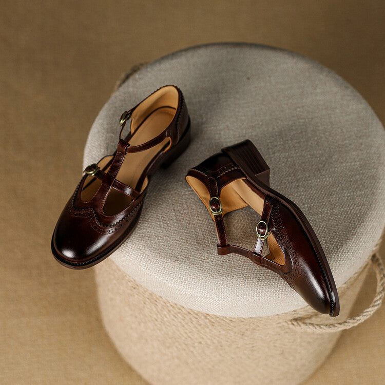 Sienna Burnished Brogue T-Bar