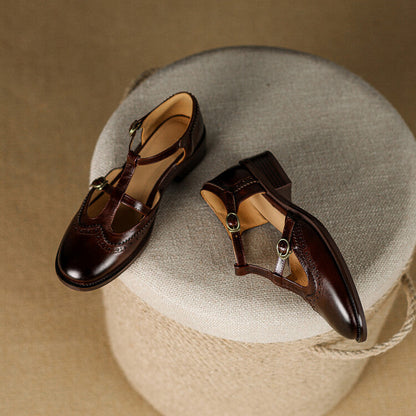 Sienna Burnished Brogue T-Bar