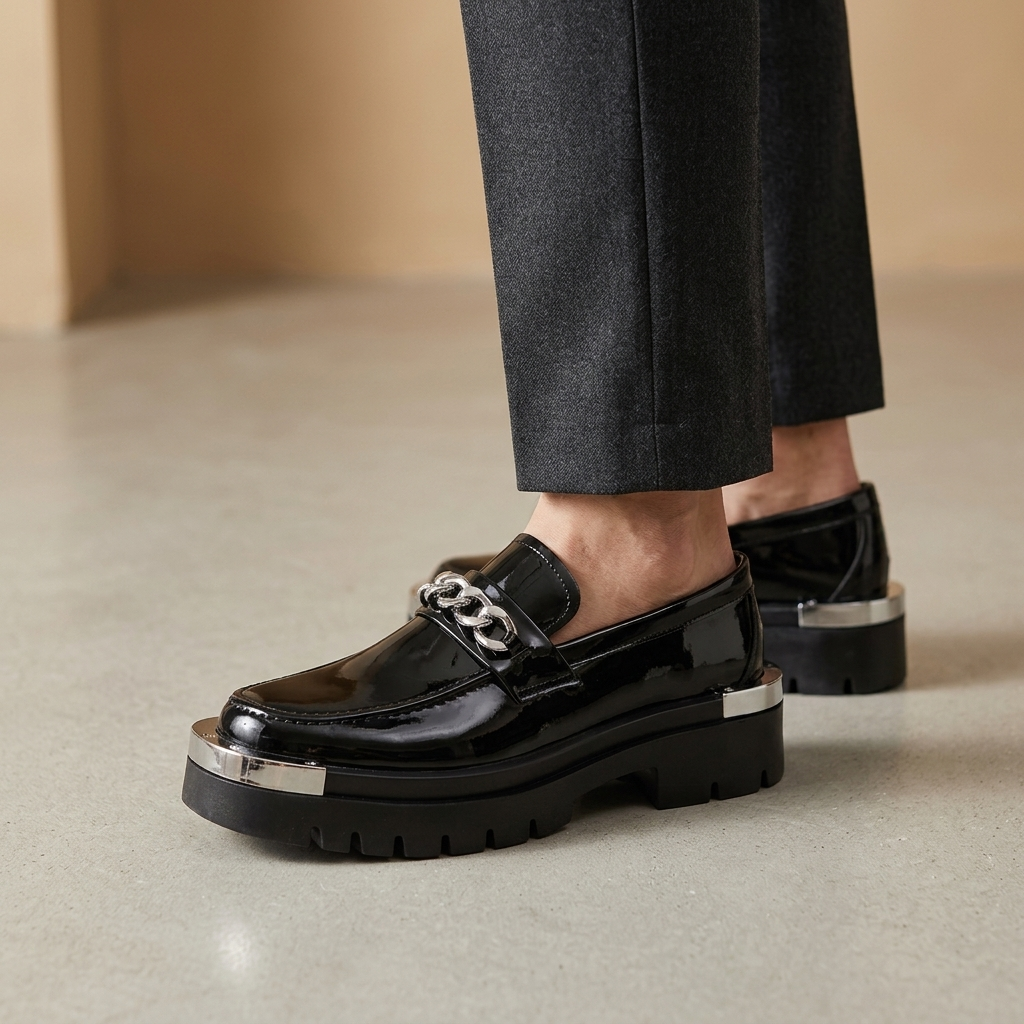 Kingsley Chain-Trim Platform Loafer
