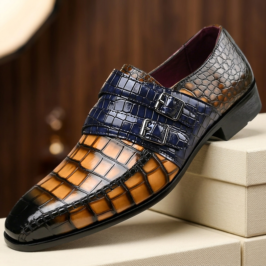 Valmoretti Double-Monk Croc Loafers