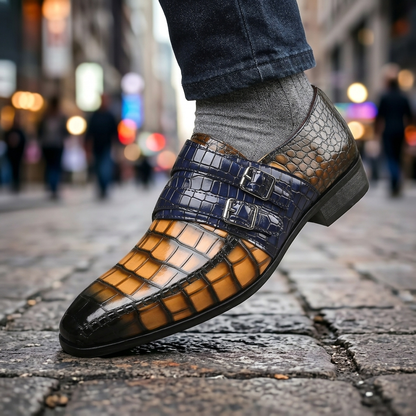 Valmoretti Double-Monk Croc Loafers