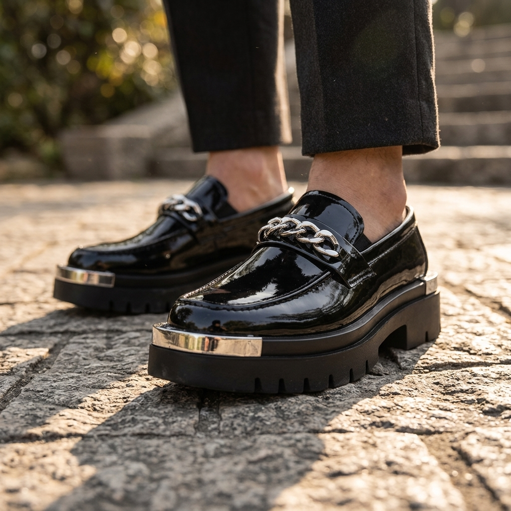 Kingsley Chain-Trim Platform Loafer