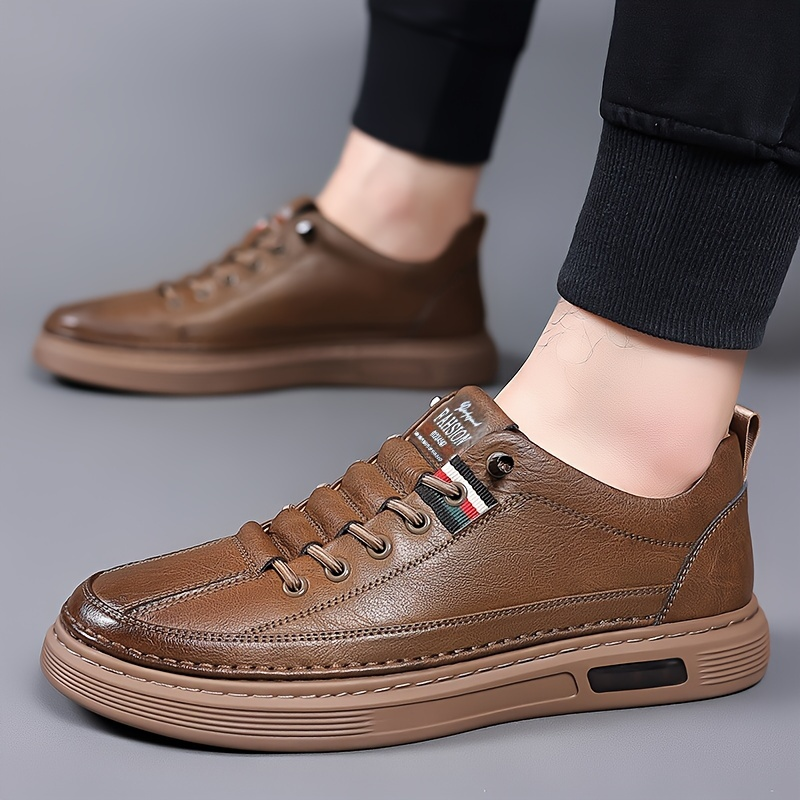 Tumbled Leather Stripe-Tab Sneakers