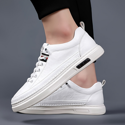 Tumbled Leather Stripe-Tab Sneakers