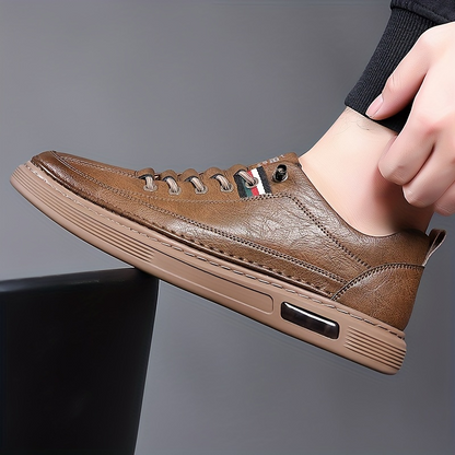 Tumbled Leather Stripe-Tab Sneakers