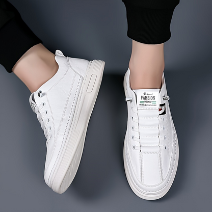 Tumbled Leather Stripe-Tab Sneakers