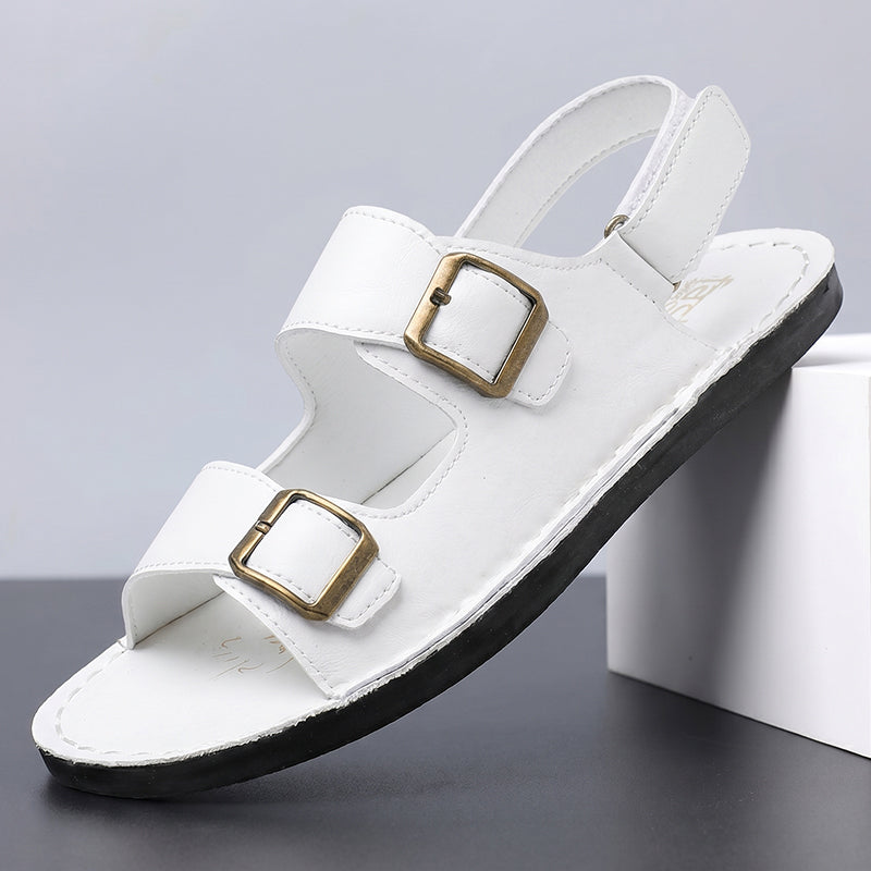 Holt Double-Buckle Leather Sandals