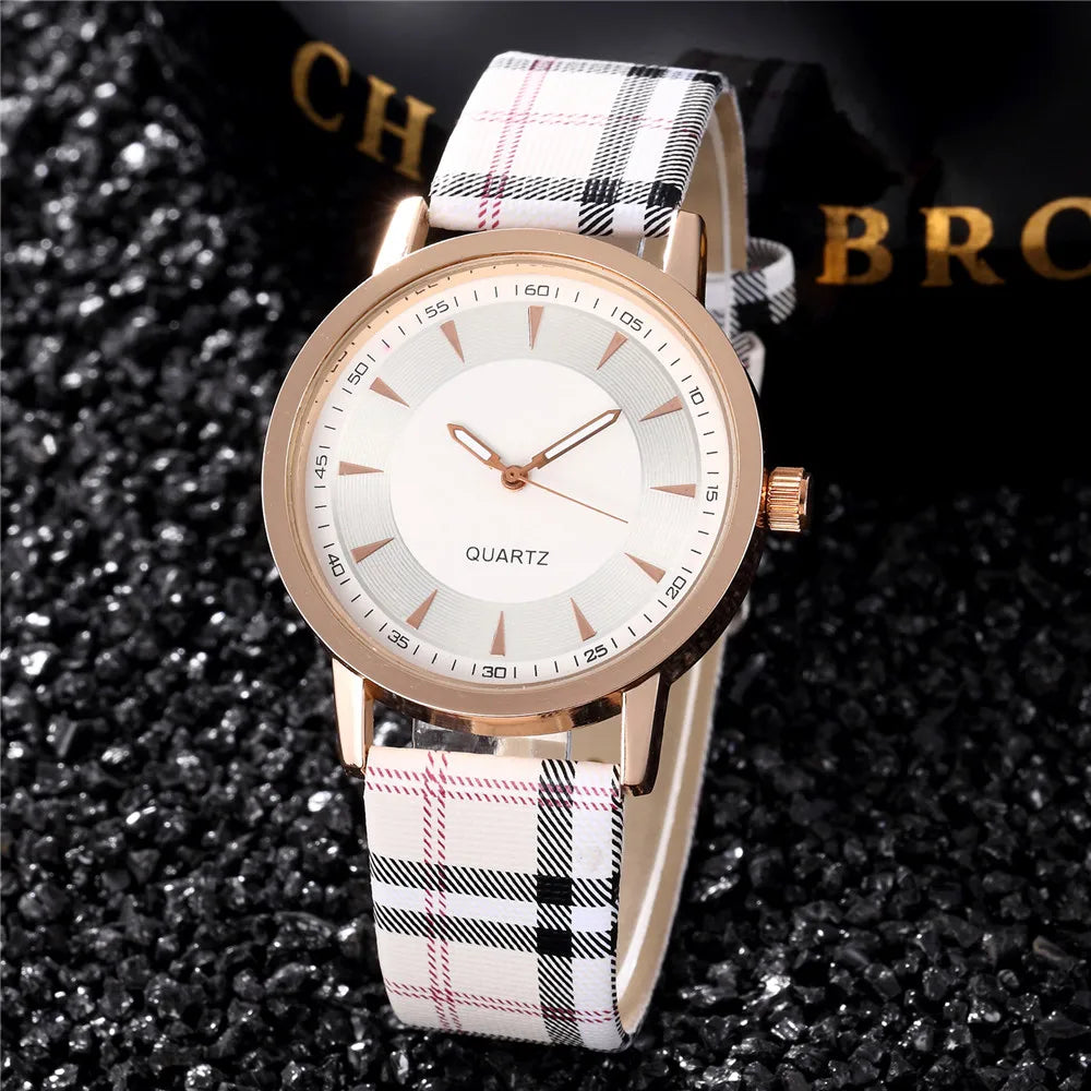 Refined Check Pattern Dress Watch