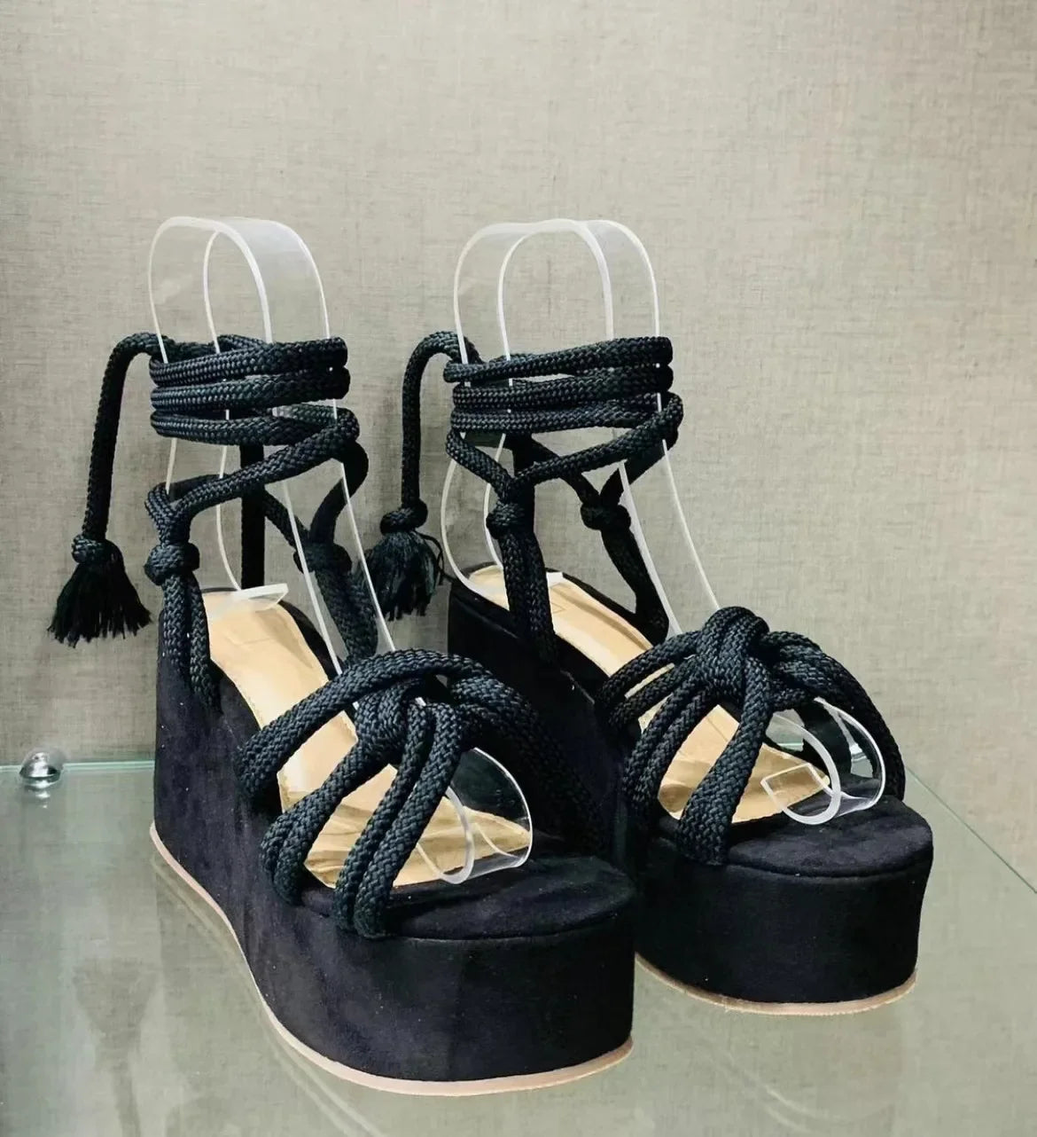 Corsica Rope-Tie Wedge Sandals