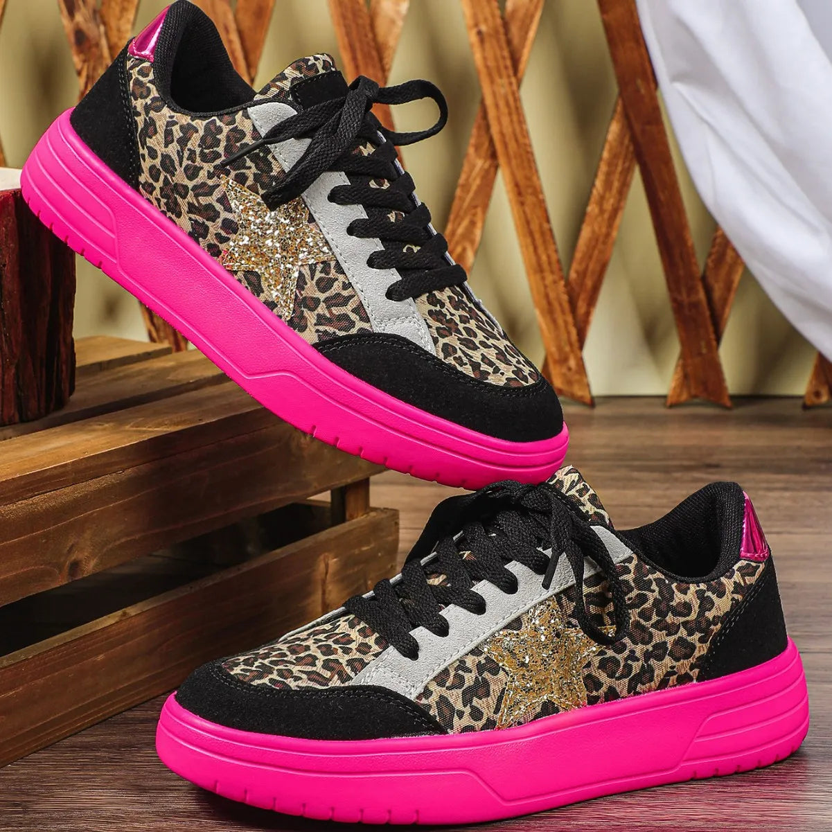 Maison Leopard Gold-Star Low-Top
