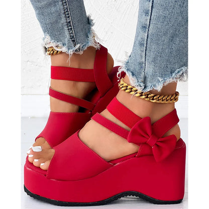 Scarlet Bow-Tie Platform Wedge