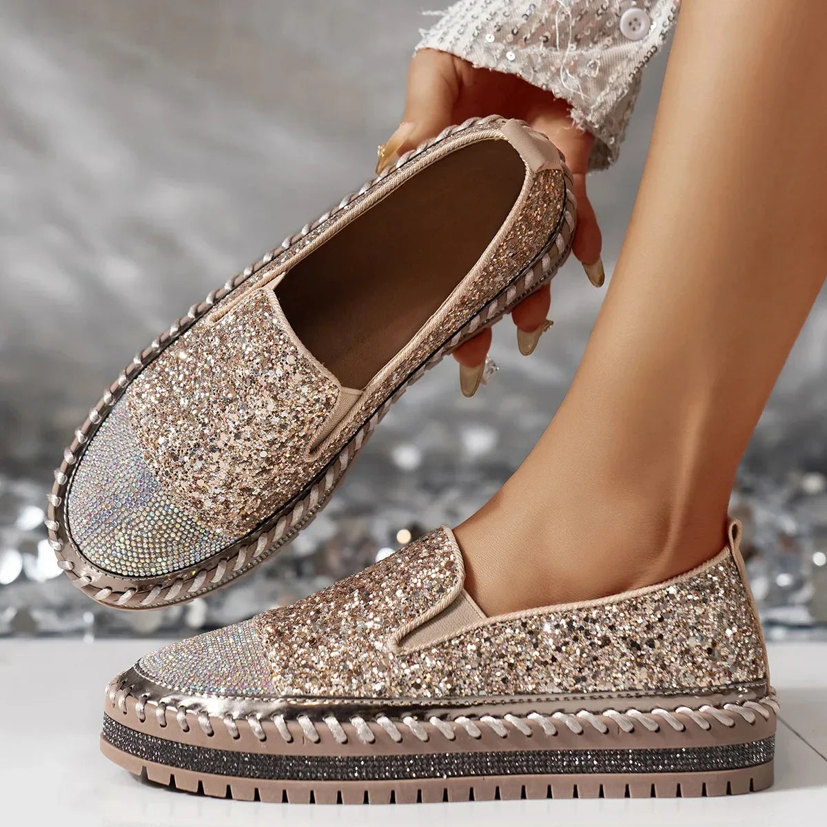 Ruby Sequin Crystal-Sole Statement Sneaker