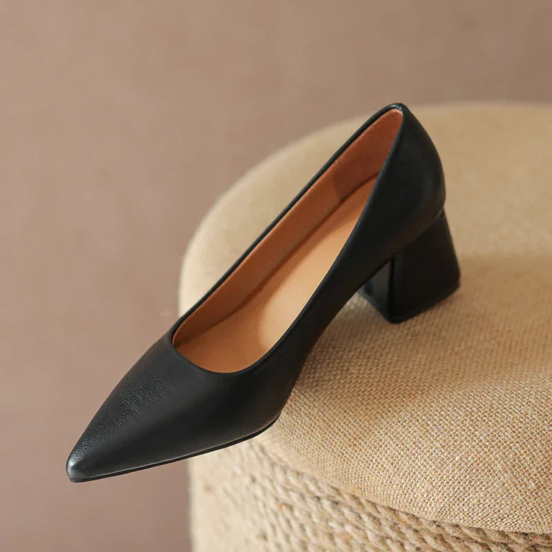 The Signature Square-Heel Pump in Premium Calfskin