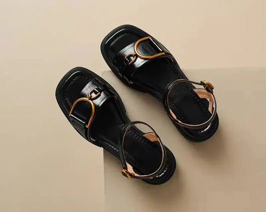 Amara Buckled Flat Sandals