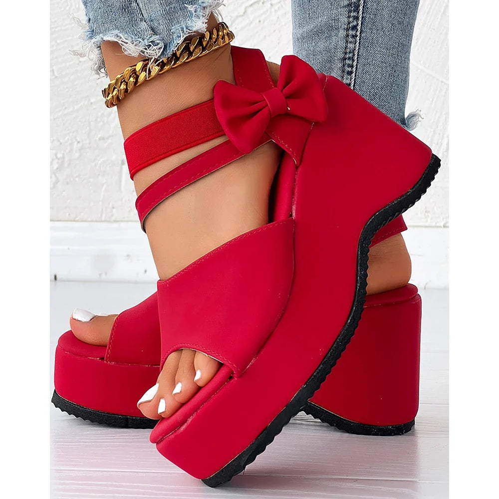 Scarlet Bow-Tie Platform Wedge