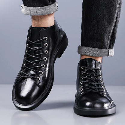 Umber Distressed Heritage Lace-Up Boots