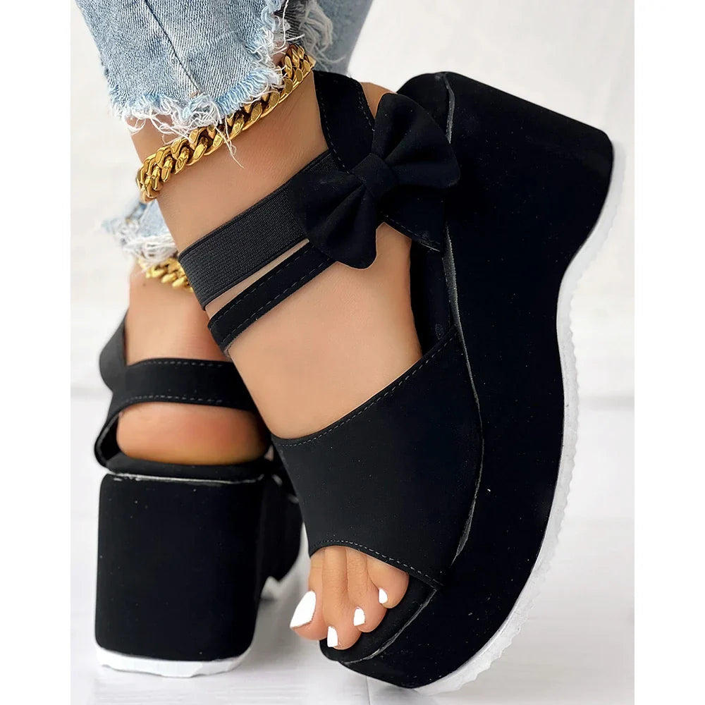 Scarlet Bow-Tie Platform Wedge