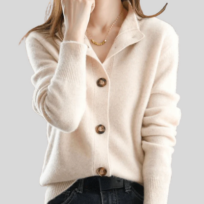 Notched Collar Cashmere Cardigan