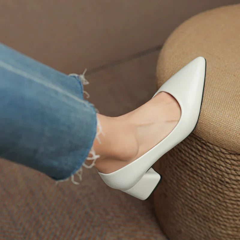 The Signature Square-Heel Pump in Premium Calfskin