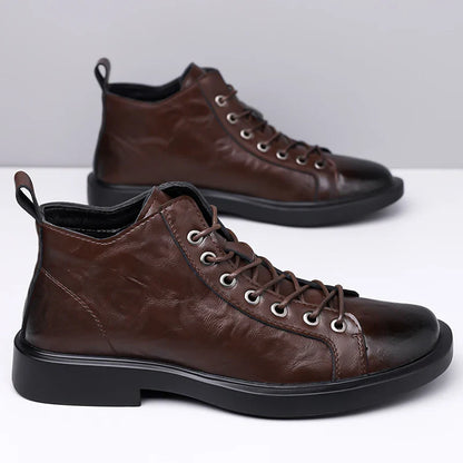 Umber Distressed Heritage Lace-Up Boots