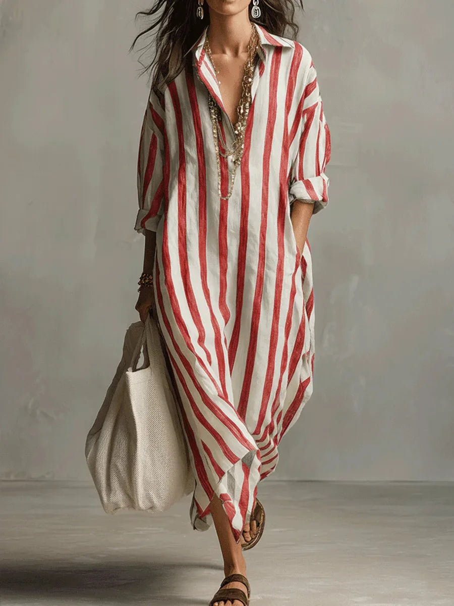 Aegean Drift Oversized Stripe Maxi