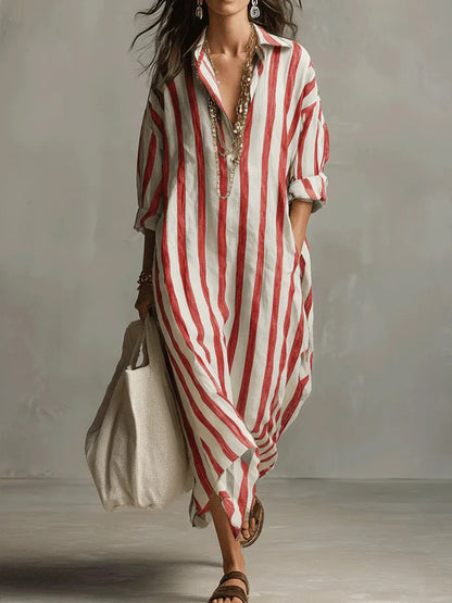 Aegean Drift Oversized Stripe Maxi