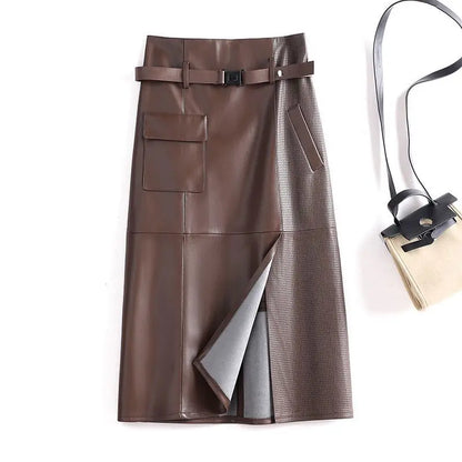 Sienna Buckled Leather Skirt