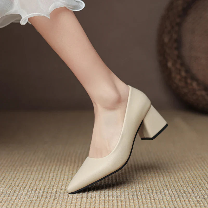 The Signature Square-Heel Pump in Premium Calfskin