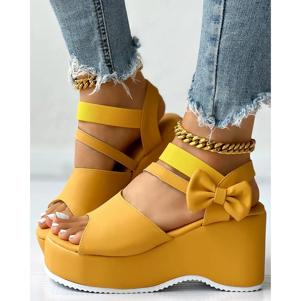 Scarlet Bow-Tie Platform Wedge