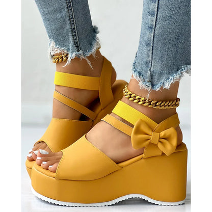 Scarlet Bow-Tie Platform Wedge