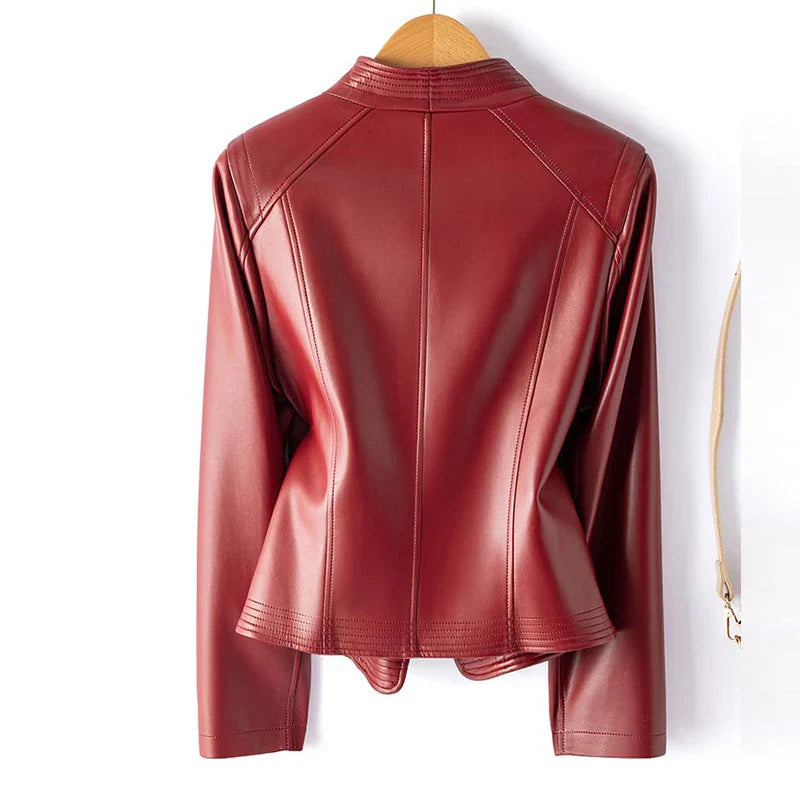 Couture Ribbed-Detail Leather Blazer