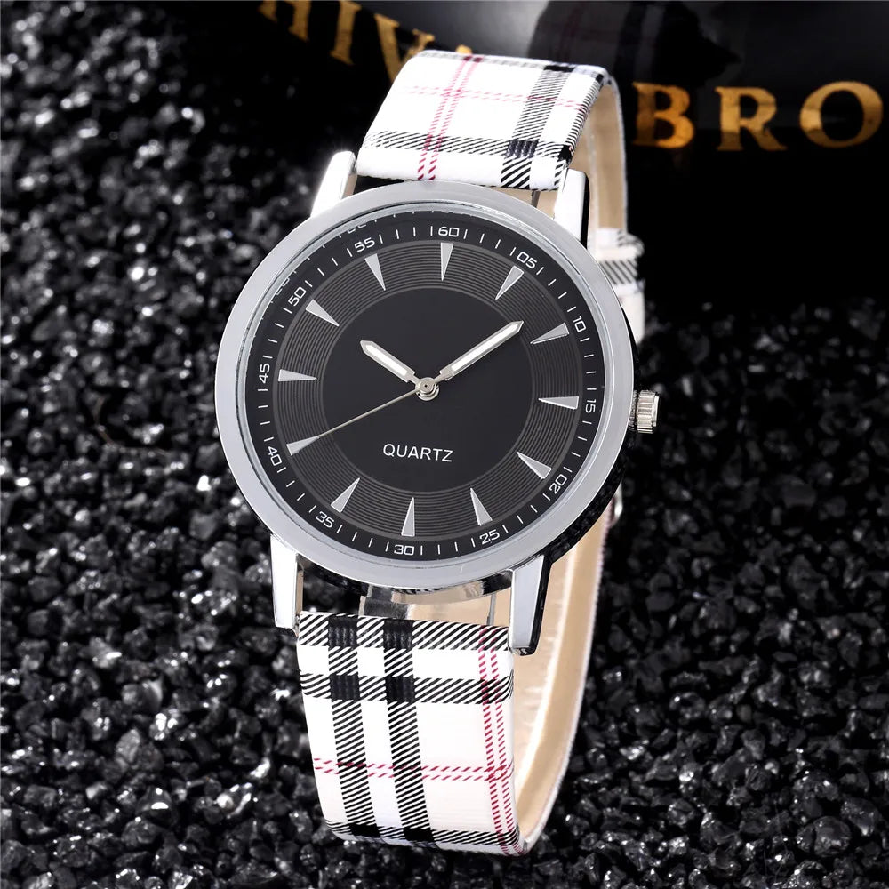 Refined Check Pattern Dress Watch