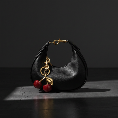 Noir Cerise Leather Shoulder Bag