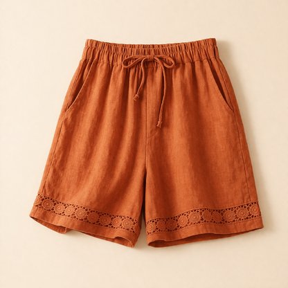 Le Jardin Crochet-Hem Linen Shorts