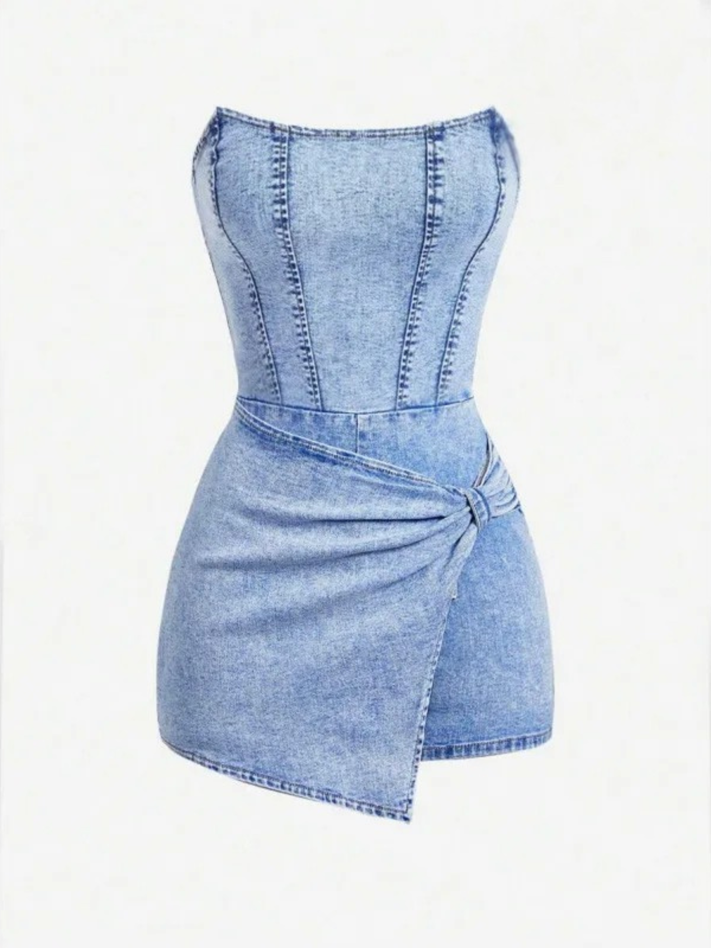 Fumée — Smoked Denim Strapless Wrap Dress