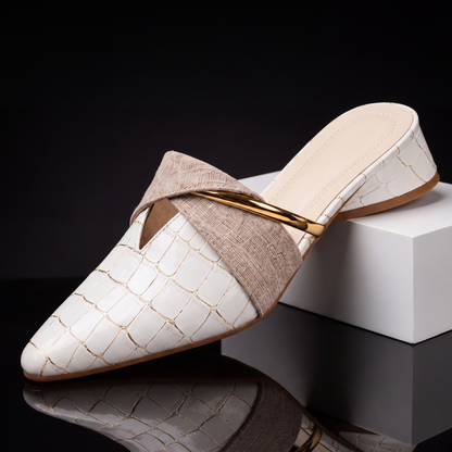 Marchetti Croc-Embossed Mules