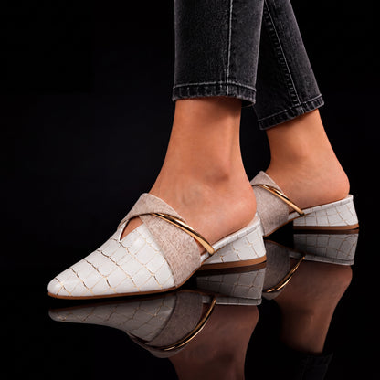 Marchetti Croc-Embossed Mules