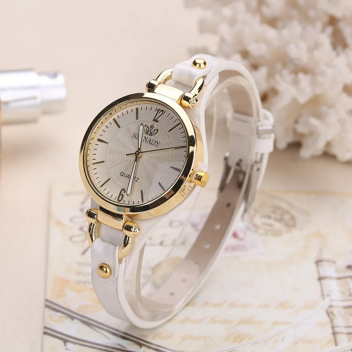 Parisian Gold-Case Leather Band Watch