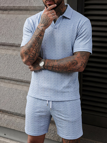 Aegean Stripe Knit Polo Set