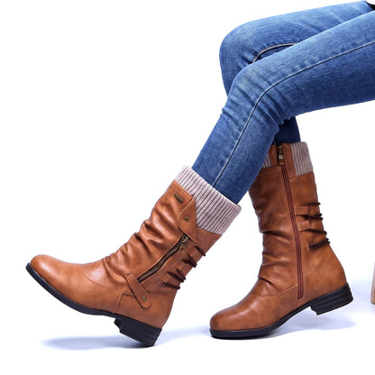 Cassara Knit-Cuff Boots