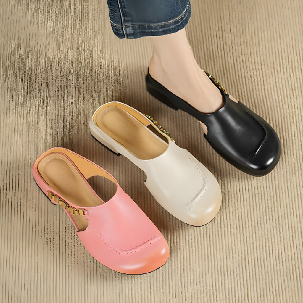 Sorbet Gold-Link Block Slingback