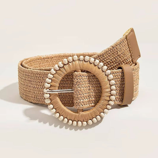 Marais Circle Raffia Belt