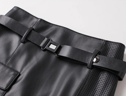 Sienna Buckled Leather Skirt