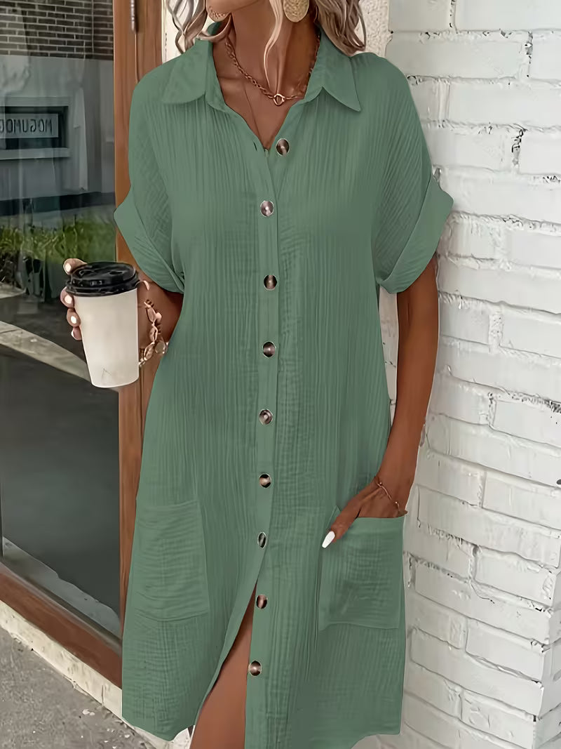 Provence Crinkle Oversized Shirtdress