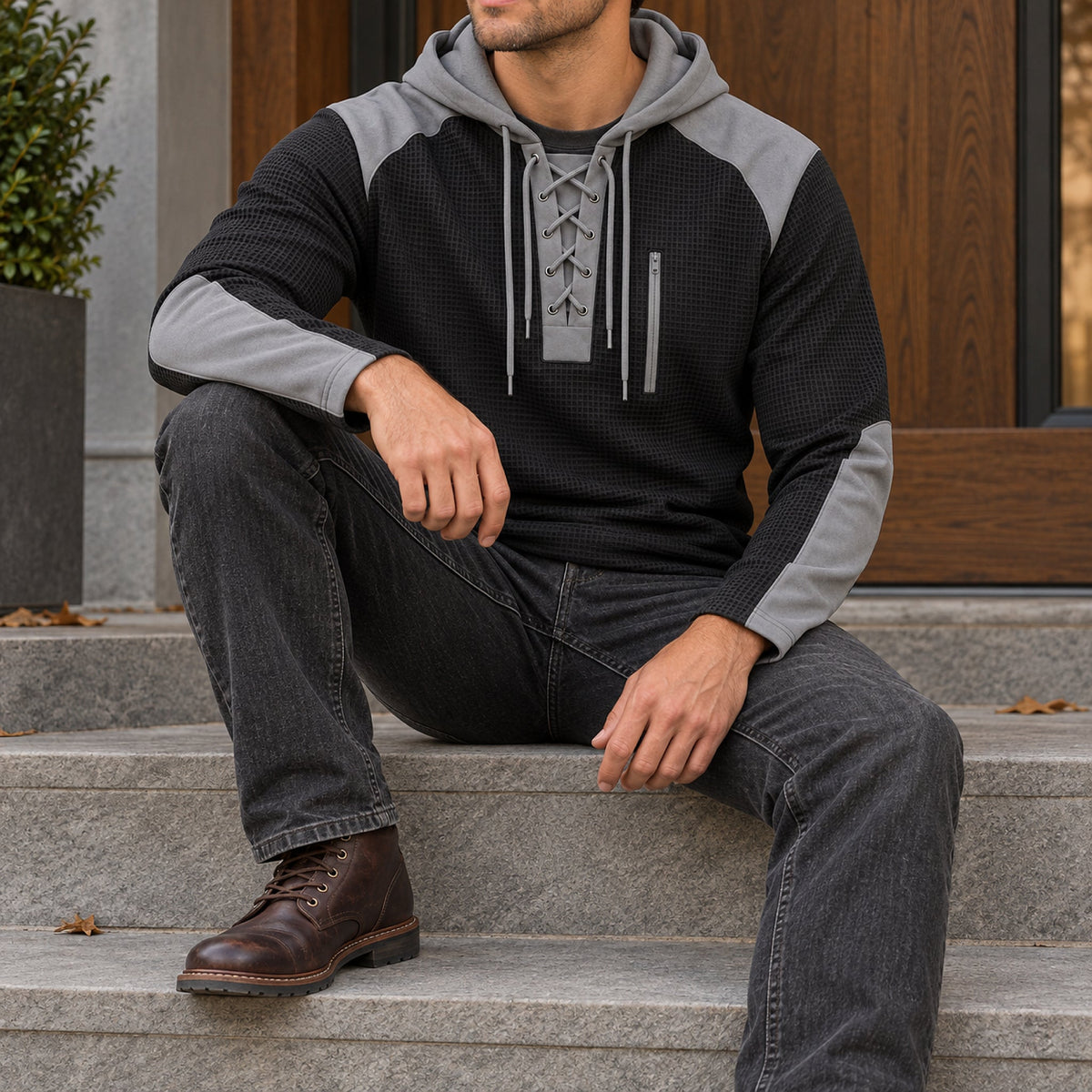 Colter Lace-Up Hoodie