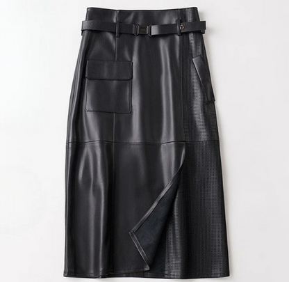 Sienna Buckled Leather Skirt